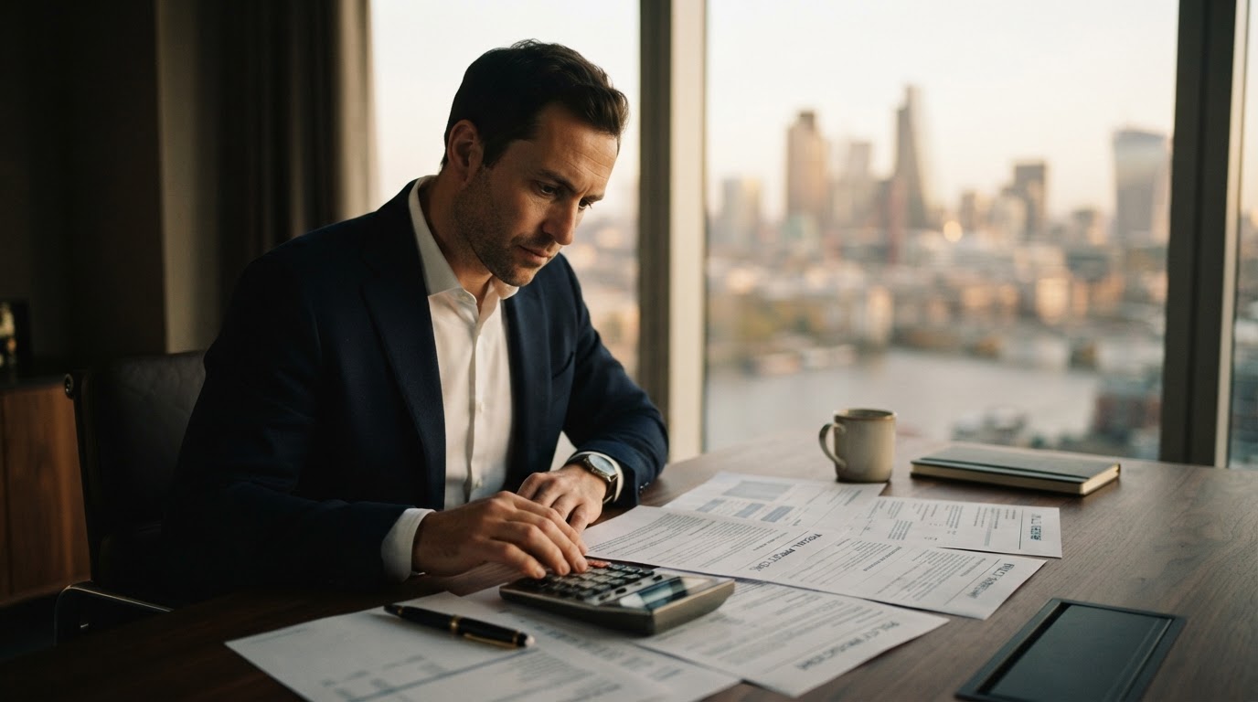 شخص يراجع وثائق التأمين بدقة على مكتب، ويقيم ما إذا كان التأمين يستحق الشراء في 2026.